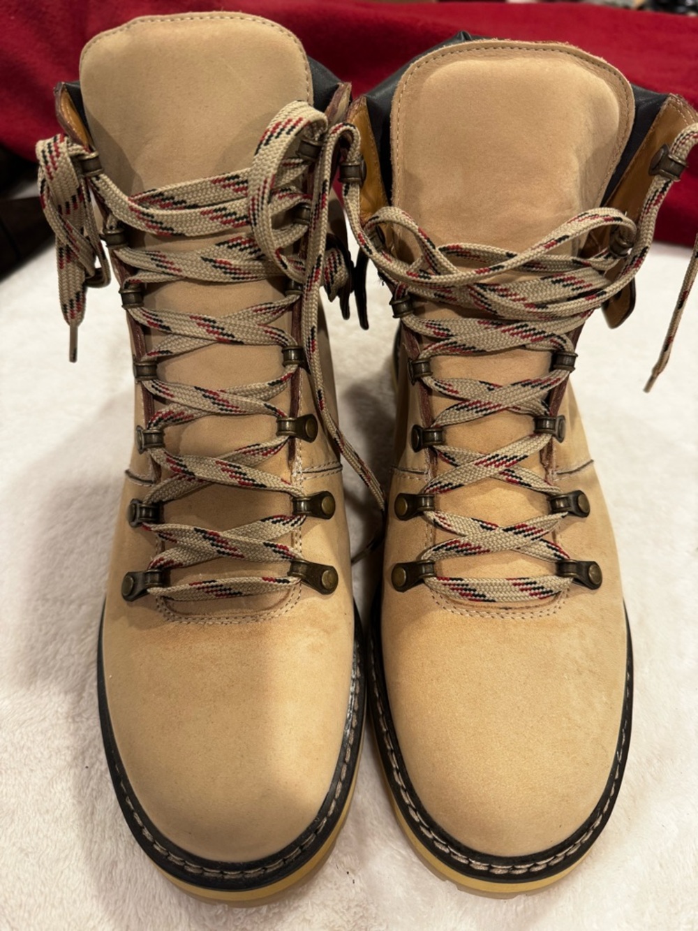SeeBy Chloe New Tan Suede Hiking Boots with Patterned Laces